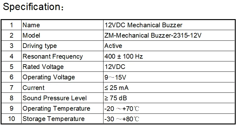 12VDC 400Hz Mechanical Buzzer | Электронные компоненты и принадлежности