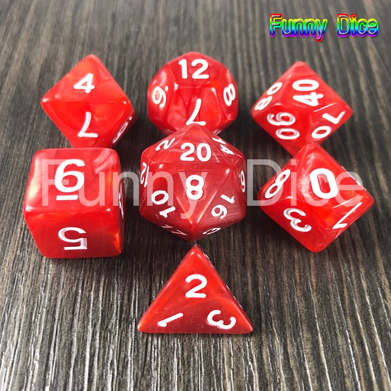 Красный Высокое качество, 7 шт./лот, набор игральных костей D4 D6 D8 D10 D12 D20, высокое качество, многогранные игральные кости с мраморным эффектом, игра DND Rpg, игральные кости, настольная игра - Цвет: Красный