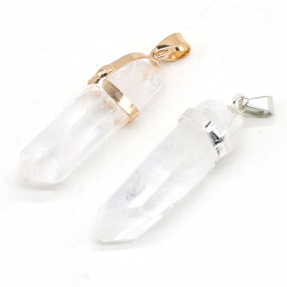 

1pcs Natural Irregular Clear Quartzs Crystal Stone Charm Pendant for Necklace Earrings Jewelry Making DIY Size 12x20-14x50mm