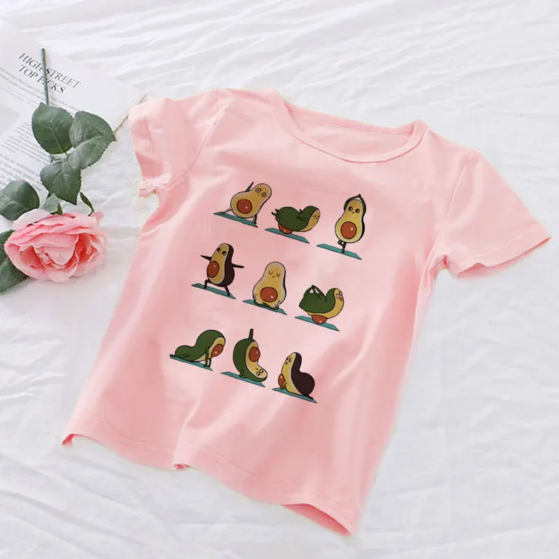 

Girl Clothes New Shelves Girls Tops Crew Neck T Shirt Boys Avocado Printing Kawaii Kids Tshirt 24M 3T 4T 5T 6T 7T 8T 9T Fashion