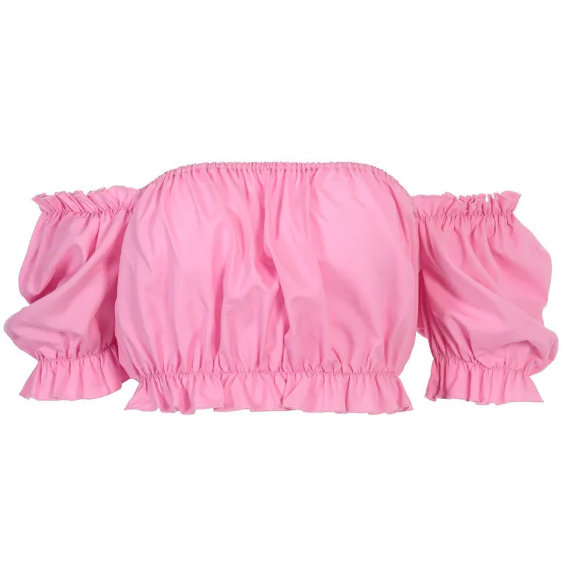 Женский короткий топ с оборками однотонная Повседневная футболка короткими