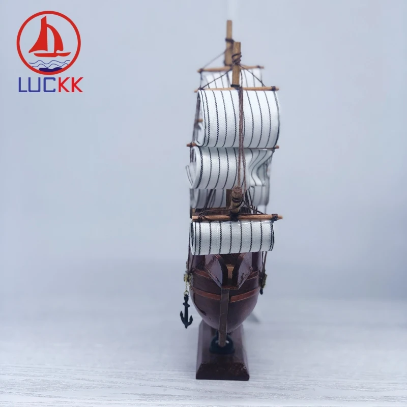 LUCKK 24 см морская ручная работа Ретро Красная деревянная фигурка парусная лодка
