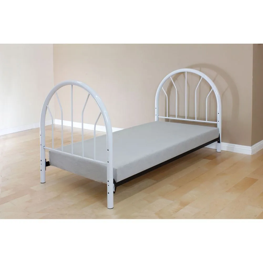 

Child bed metal bed Silhouette Collection Bed round fan style headboard Boy Girl Bedding white