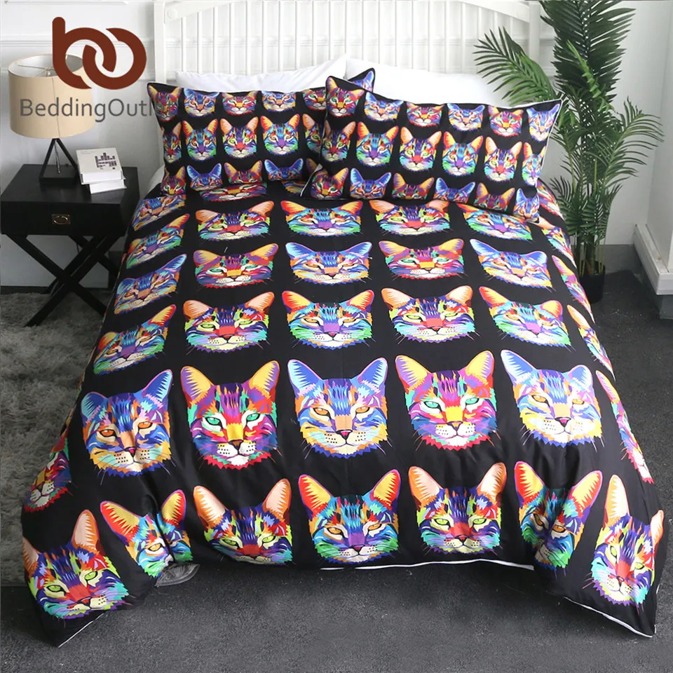 Постельное белье цветочный Кот пододеяльник двойной цветок венок Комплект
