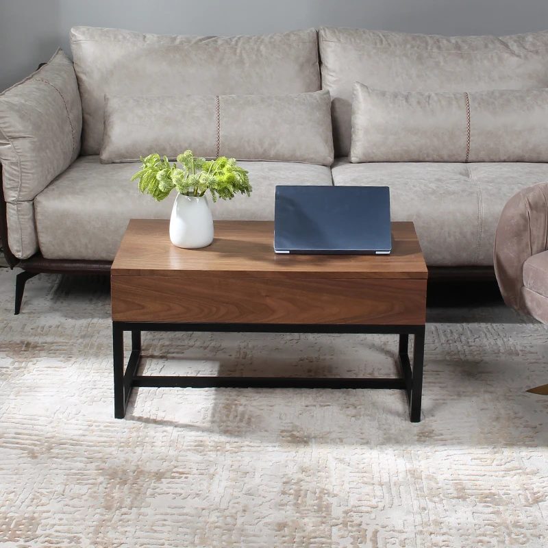 Lawton Walnut Solid Wood Side Table For Living Room With Drawer Woodern Tea End Square