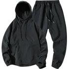 Мужской комплект из 2 предметов, куртка с капюшоном и штаны, Свободный пуловер с карманами спереди и длинные брюки, одежда 4XL