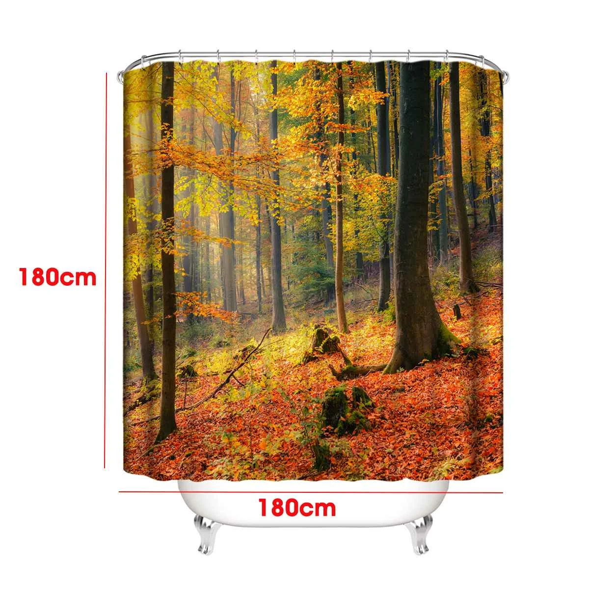 

180x180cm Bathroom Set Waterproof Shower Curtain Bath Cover Bathroom Decor Autumn Fallen Leaves Type
