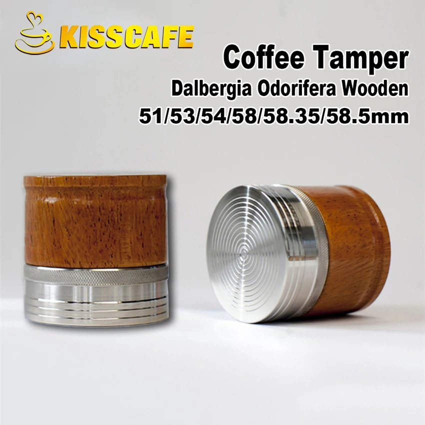 

51/53/58/58.3 мм молоток для кофейного порошка, деревянная ручка Dalbergia Odorifera, тампер с резьбой из нержавеющей стали 304, основа для кофейных принадле...