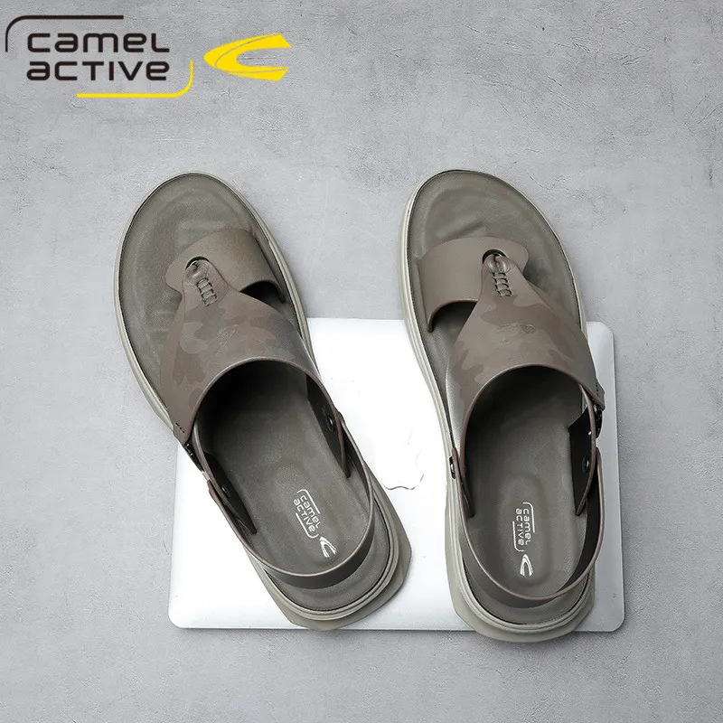 Мужские Пляжные босоножки Camel Active коричневые повседневные кожаные сандалии на