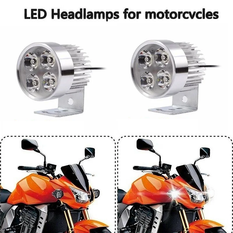 

1Pcs Motorcycles Headlight Working Spot Light Motorbike 6000k White Super Bright 4 LED Fog Lamp LED Scooters Spot