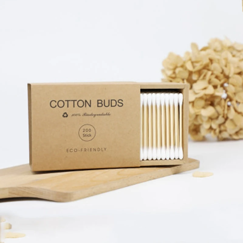

200Pcs Bamboo Cotton Double Head Adults Makeup Cotton Swab Microbrush Wood Sticks Nose Ears Cleaning Health Care Tools