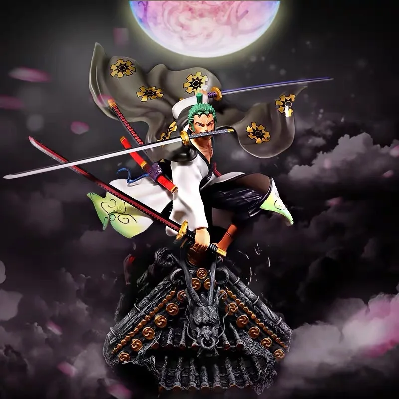 

28CM One Piece Roof Zoro Sword In The Mouth Cool Boy Kid Student Gift Realistic Figure Model Collection Decoration Ornaments