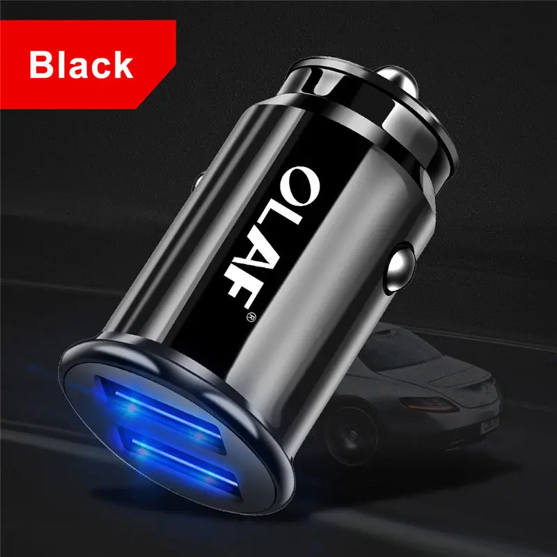 Black Автомобильное зарядное устройство Dual USB быстрое зарядное устройство для Samsung S8 S9 S10 iPhone XS Max Xiaomi huawei Mini Мобильный автомобильный телефон зарядное устройство адаптер в автомобиле - Тип штекера: Black