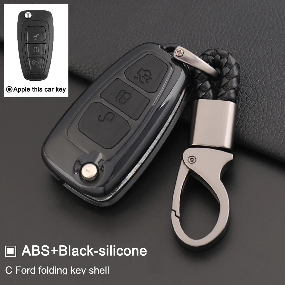 Автомобильный 3 кнопочный чехол для ключа из углеродного волокна защитный Ford Tourneo