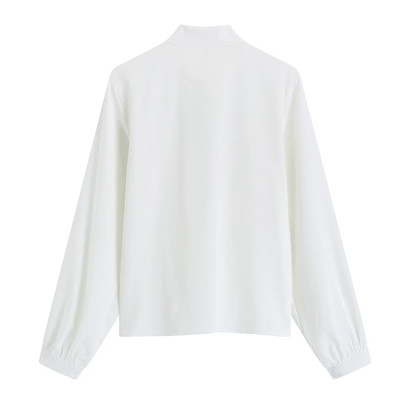 Блузка женская однотонная с бантом модная Повседневная белая рубашка элегантный