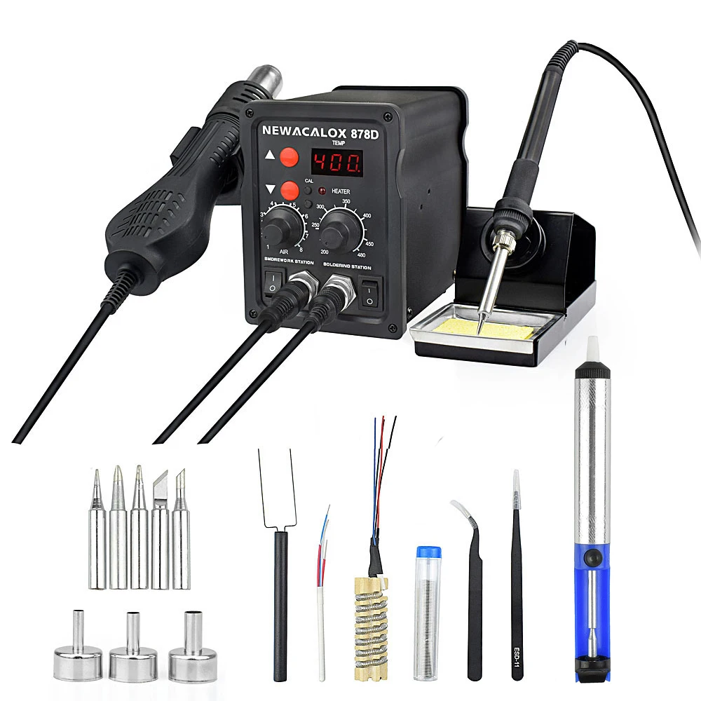 Паяльная станция NEWACALOX 220 В 700 Вт паяльник пистолет горячего воздуха 2 в 1 сварочная