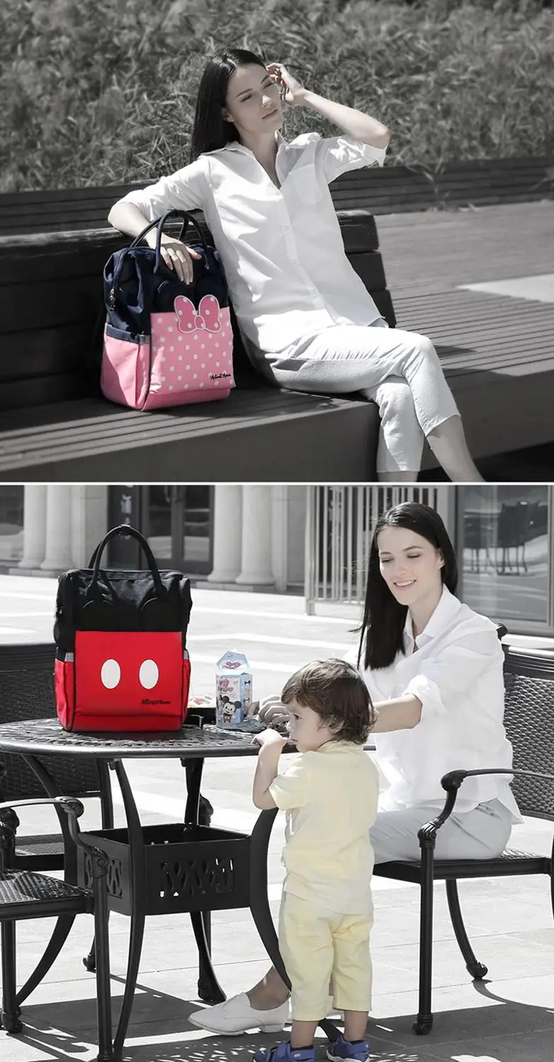 

Authentic Disney Mommy Backpack Thermal Insulation Nappy Bag Baby Large capacity Feeding Bottle Bags Baby Care Diaper Bags