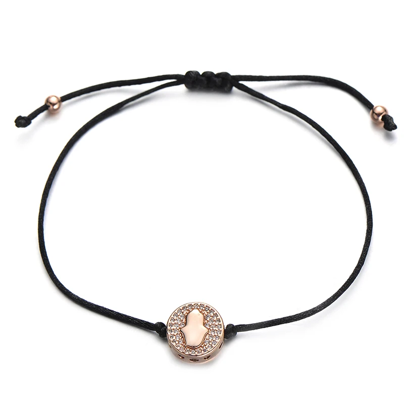 hand rose gold Pipitree Фианит, циркон, Кристалл Круглый браслет в форме сердца глаз бабочка цветок Шарм красные нитяные браслеты для женщин ювелирный подарок для возлюбленных - Окраска металла: hand rose gold