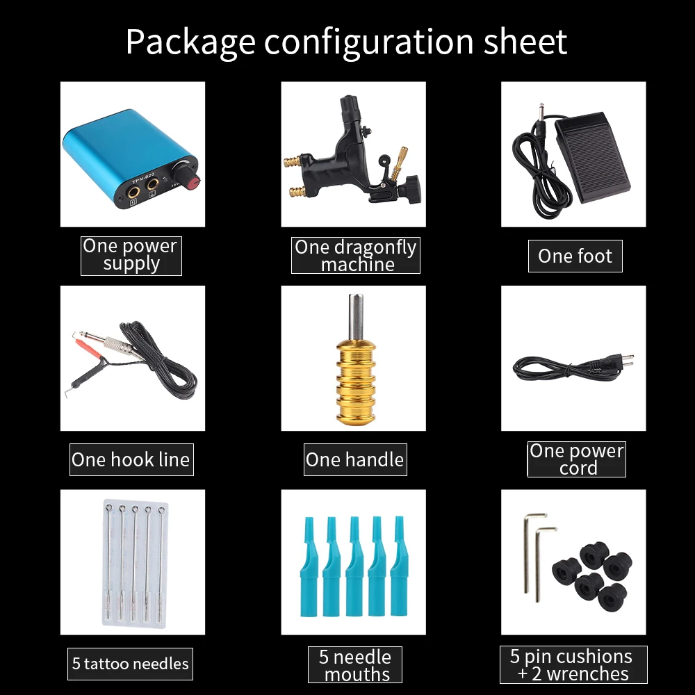Полный набор для татуировки 1 шт. тату-машинка пистолет мини-источник питания