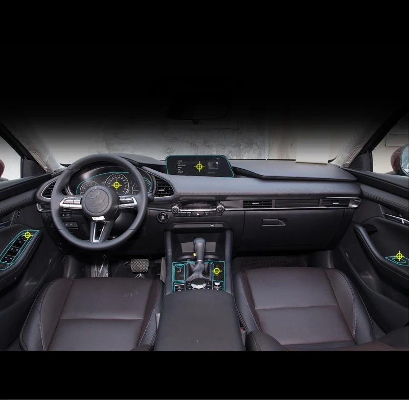 

Original Size TPU Car Transparent Dashboard Navigation Central Control Protective Film Accessories For Mazda 3 Axela 2014-2020