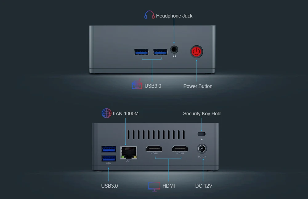 Beelink BT3-X Мини ПК Windows 10 Intel Apollo Lake J3355 Intel graphics 500 2,4 ГГц+ 5,8 ггц WiFi 1000 Мбит/с 4 x USB3.0 BT4.0