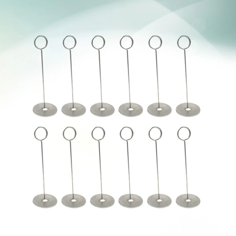 

12PCS Stainless Steel Clip Table Number Rack Seat Table Number Holder Creative Party Supplies for Wedding Hotel Silver