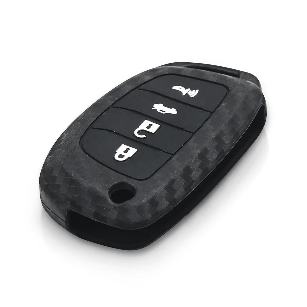 KEYYOU 3/4 кнопки для Hyundai Creta Tucson Санта Elantra Sonata i20 i30 i40 i25 ix35 углерода силиконовый чехол