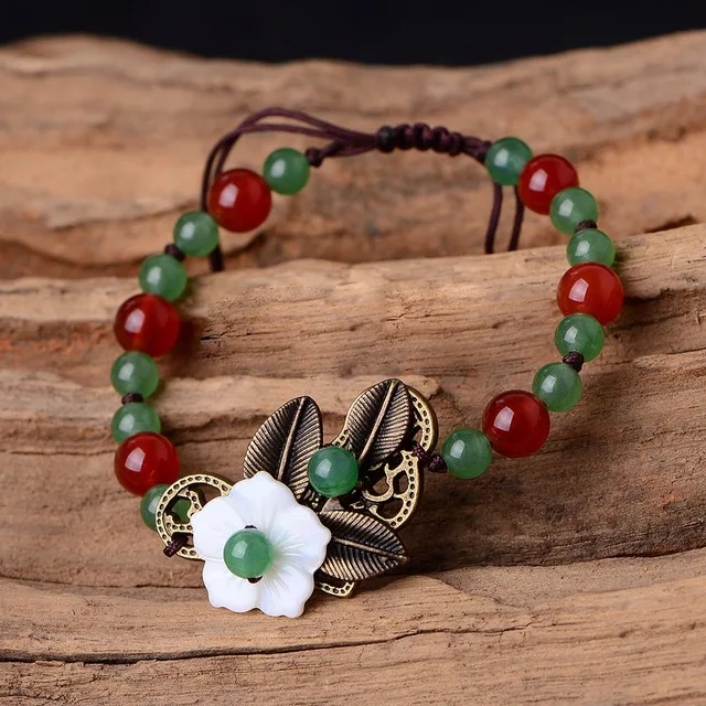 Браслет из нефритовых цветов Амулет халцедона и агата модный натуральный