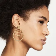 Jewelry, Exaggerated Fashion Earrings Circle Multi-layer Hollow Metal Earrings Aura Female Wholesale Earring  Pearl Earrings