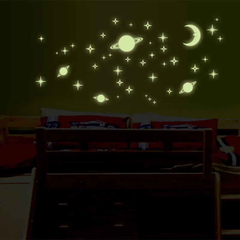 Светящиеся наклейки в виде Галактики звезд Луны планет светящиеся темноте