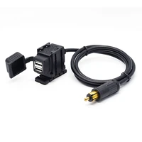 motorcycle charger 4 2a dual usb charger socket power adapter with 180cm cable for bmw din hella plug phone iphone gps