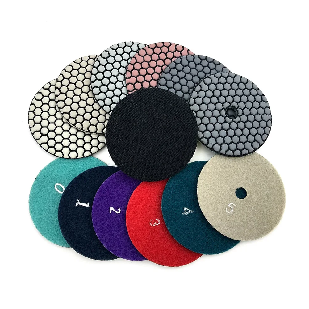 7pcs 4inch Diamond Dry Polishing Pad 100mm Sanding Discs For Granite Marble /