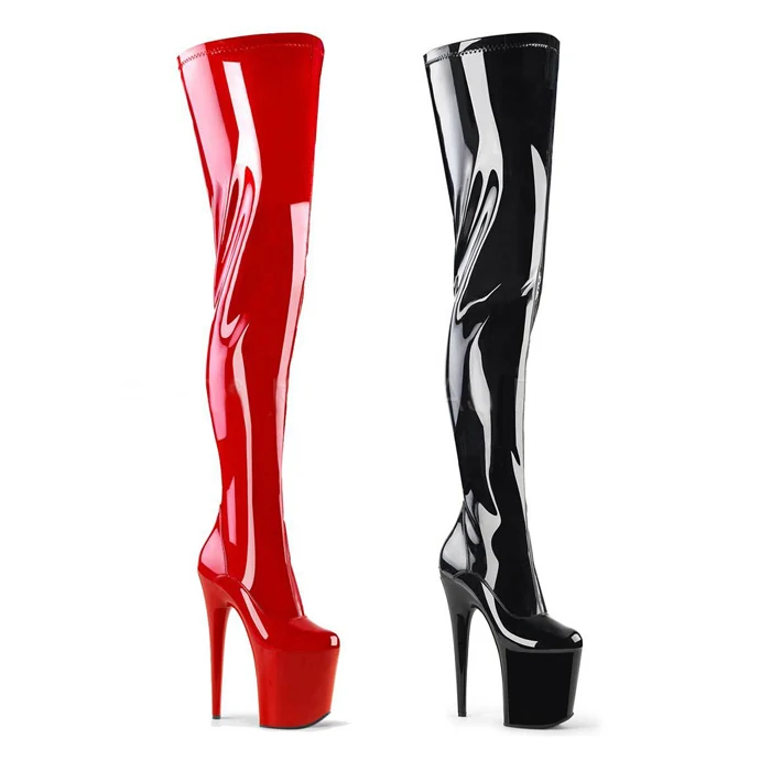 

2021 New Pole Danceing Women's Boots 20cm Super High Heel Platform Thin Heels Sexy Boot Shoes Fashion Woman Long Boots Botines