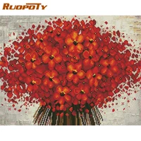 ruopoty 40x50cm 5d diamond painting full squareround new arrival red flowers diamond embroidery cross stitch flower home dec