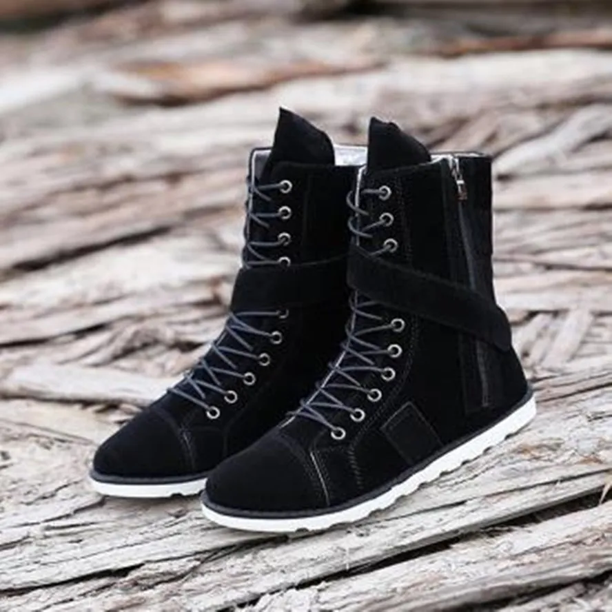 Ботинки мужские кожаные на платформе модные увеличивающие рост ботинки с