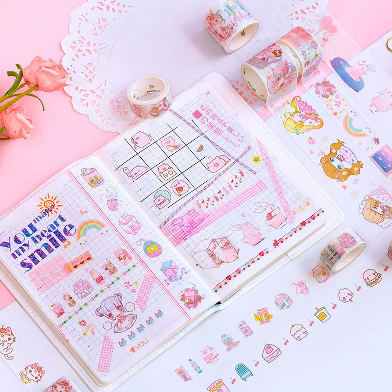120 рулонов Набор Kawaii Васи бумага маскирующая лента растение Звезда Луна