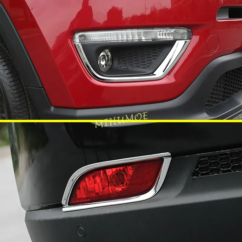 

Front + Rear Fog Light Cover Trims For 2017-2021 Jeep Compass Chrome Accessories