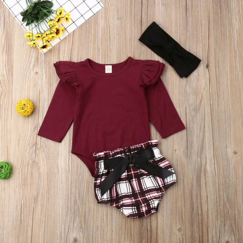 

Pudcoco New Baby Fashion Newborn Baby Girl Outfits Clothes Romper Tops Jumpsuit Shorts Pants 3PCS Set