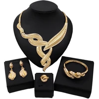 yulaili nigeria wedding jewelry sets bridal fashion necklace drop earrings charm bracelet ring for women accessoreis wholesale
