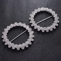 2pcs 75mm silver plating crystal rhinestone round buckles wedding dress decoration diy hair accessories shoes belt appliques