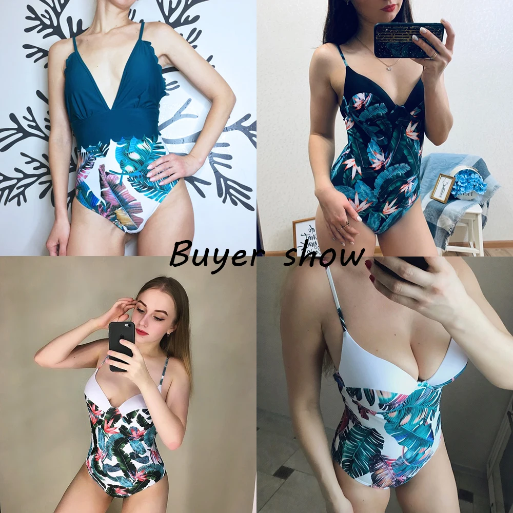 

2021 Vintage Retro One Piece Swimsuit Women Floral Swimwear Bandage Monokini Bathing Suit BeachWear Female Maillot de bain femme