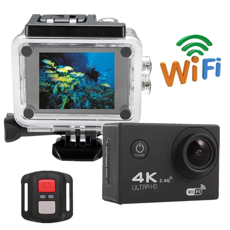 Продажа Экшн-камера Ultra HD 4K, 2,0 дюйма, Wi-Fi, 170D, с дистанционным управлением
