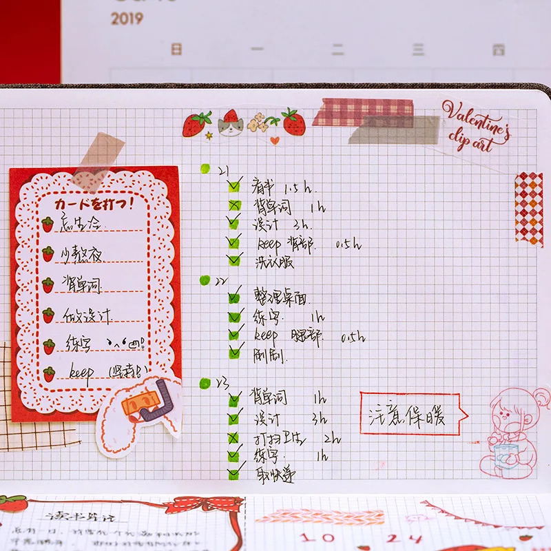 100 листов милый блокнот с клубничкой портативный ежедневный сделай сам бумажные