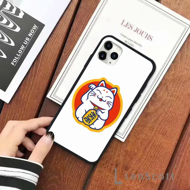

Cherry Blossom Lucky Cat Phone Case for iPhone 11 12 pro XS MAX 8 7 6 6S Plus X 5S SE 2020 XR Soft silicone