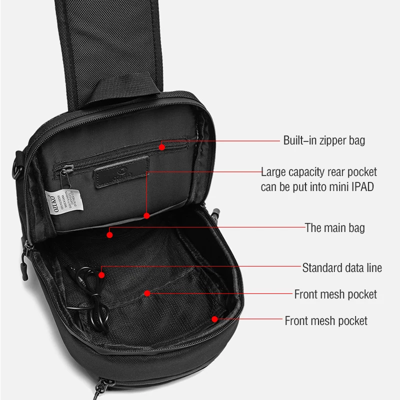 Многофункциональные сумки через плечо OZUKO для мужчин, мессенджер на ремне, Мужская водонепроницаемая короткая дорожная нагрудная сумка с ... от AliExpress RU&CIS NEW