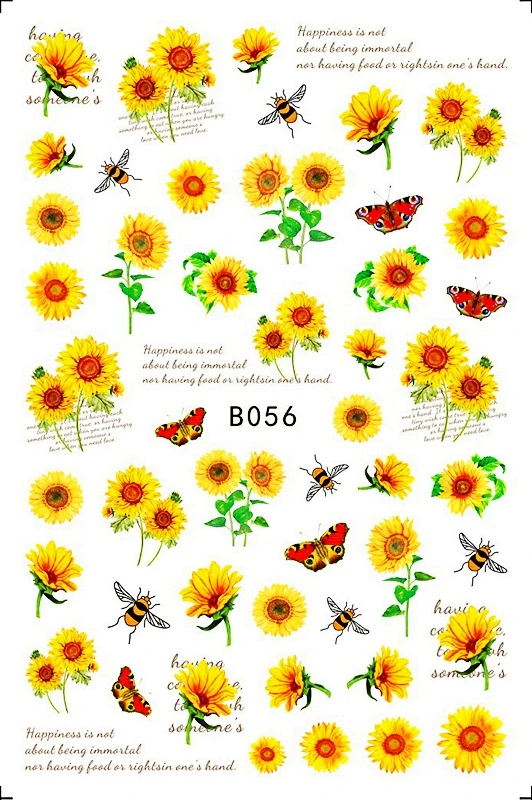 12pcs/Set 3D Sunflower Nail Art Sticker Sliders Manicure Designs Self Adhesive Nail Sticker Decoration Beautiful Tips Decals AS-