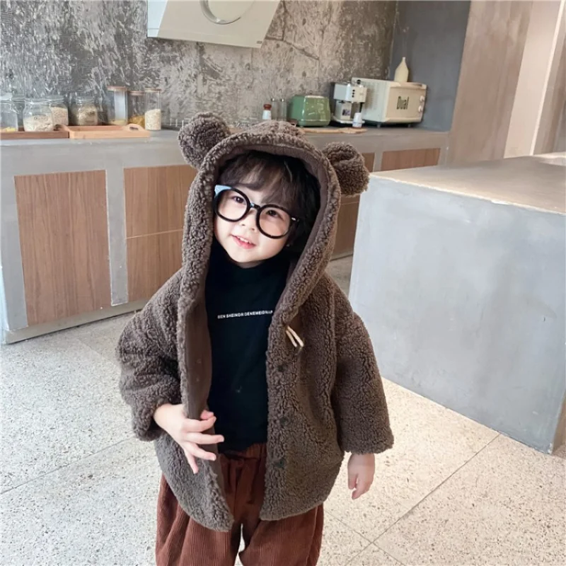 

2021 Bear Hooded Warm Kids Spring Autumn Boys' / Girls' Jackets & Coats Clothes Tops Sports Thicken Children Clothing Outwear Hi
