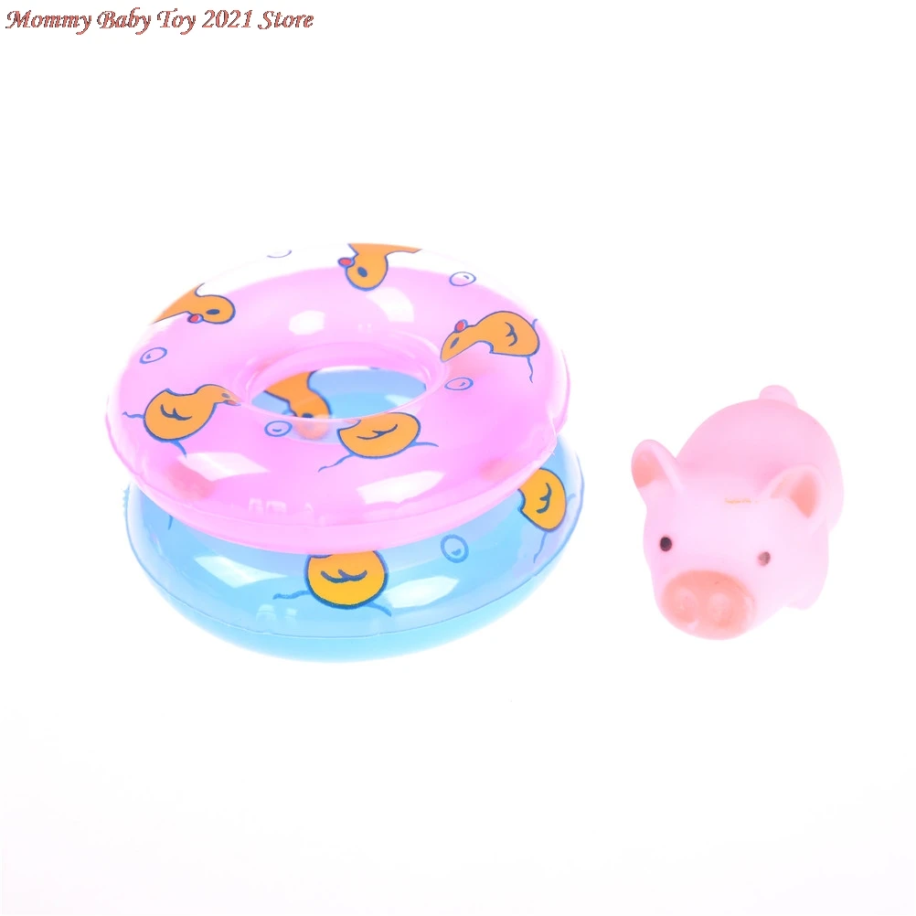 

3pcs/set Baby Bath Toys Cartoon Animals Swimming Water Soft Floating Rubber Pink Pigs Squeeze Sound Squeaky Bathing Toy