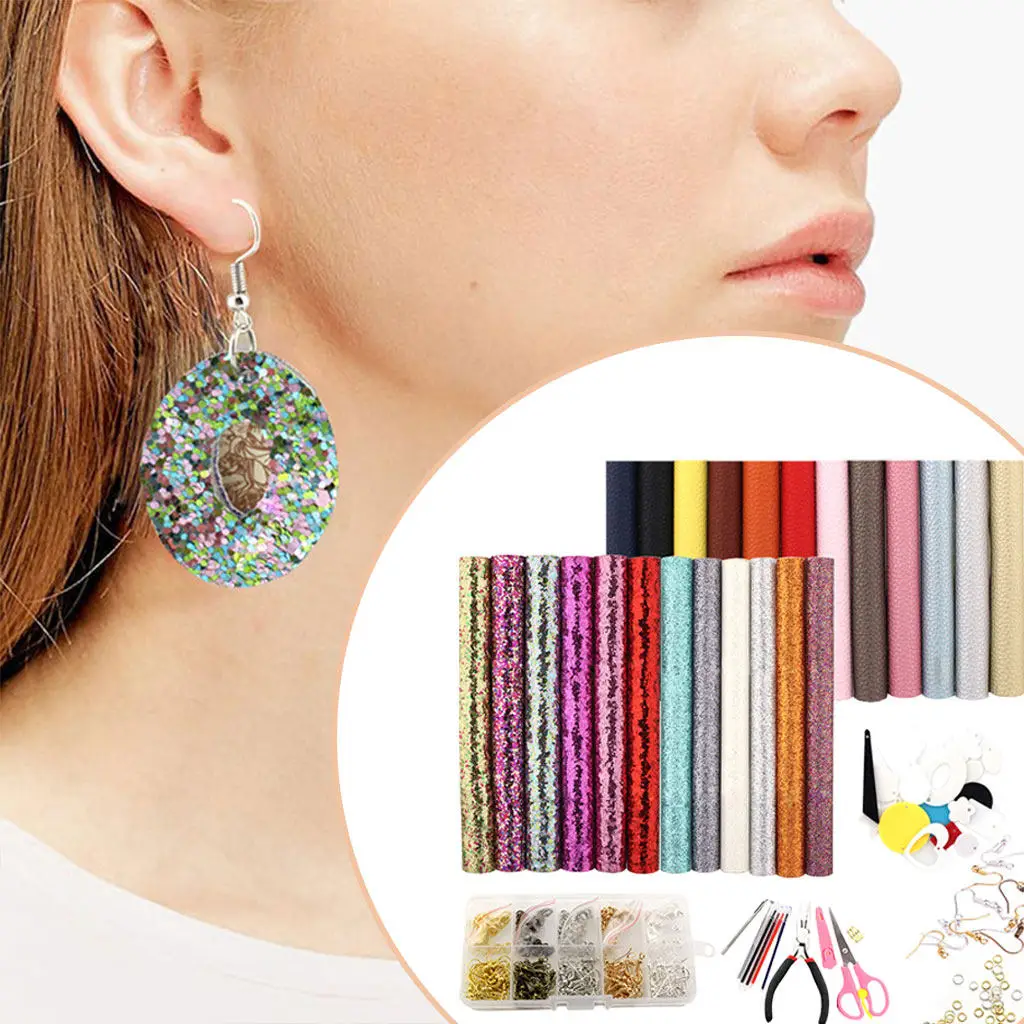 24 Piece Leather Earring Making Kit Decoration Earrings Handmade Finding for Sewing Women Girls | Украшения и аксессуары