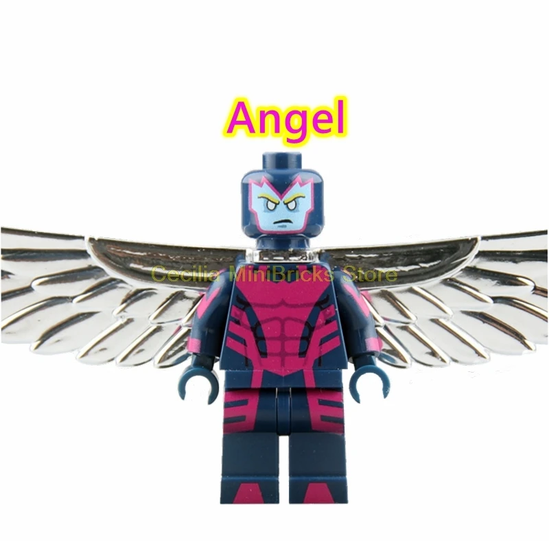 Angel X-men Марвел Росомаха Жан Грей проф X Магнето Apocalypse Rogue Thanos строительные блоки игрушки для детей - Цвет: Angel